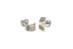  Boucles d'oreilles à puces - Titane - Diamant - 0.015ct