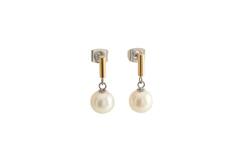  Ear studs - Titanium - Pearl