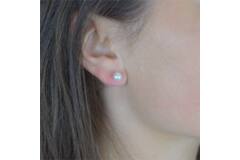  Boucles d'oreilles à puces - Titane - Perle