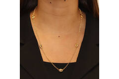  Schakelcollier - Anker - Zilver verguld - 60cm