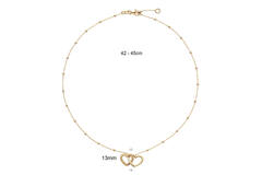  Necklaces with pendant - Heart - Anchor - Goldplated - 45cm
