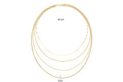  Necklaces with stone - Rope - Goldplated - 45cm
