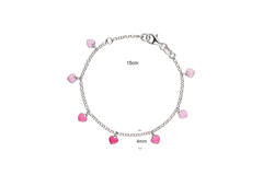  Link bracelets - Jasseron - Heart - 4mm - 16cm