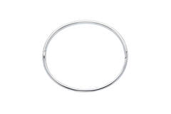  Bracelets - Solid Silver Bangles - Solide - Ovale - 6mm - Ø 60mm