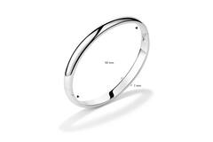  Bangles - Solid Silver Bangles - Solid - Oval - 7mm - Ø 60mm