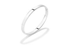  Bracelets - Solid Silver Bangles - Solide - Carré - 6mm - Ø 60mm