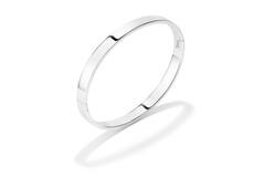  Bracelets - Solid Silver Bangles - Solide - Carré - 7mm - Ø 64mm
