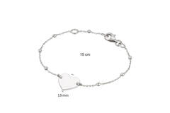  Plate bracelets - Anchor - Heart - 12mm - 15cm