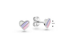  Boucles d'oreilles à puces - Cœur Émail - 