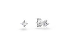  Ear studs - Square Zirconia - - Ø 4mm