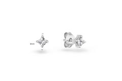  Ear studs - Square Zirconia - - Ø 4mm