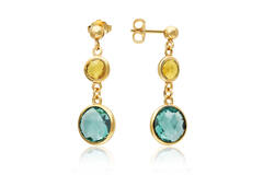  Colors from Nature - Boucles d'oreilles à puces - Rond Pierre de couleur - 