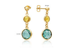  Colors from Nature - Boucles d'oreilles à puces - Rond Pierre de couleur - 