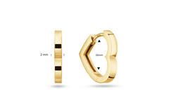  Earrings with folding clasp - Premium Hoops - Heart