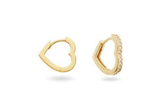  Earrings with folding clasp - Premium Hoops - Heart