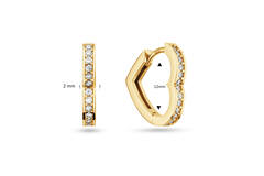  Earrings with folding clasp - Premium Hoops - Heart