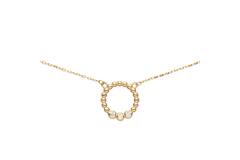  Halsketten mit Stein - Rund - Anker - 14k Gold - 45cm
