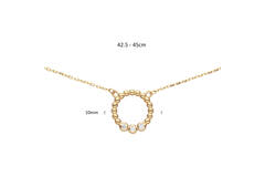  Halsketten mit Stein - Rund - Anker - 14k Gold - 45cm