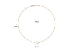  Halsketten mit Stein - Herz - 14k Gold - 45cm