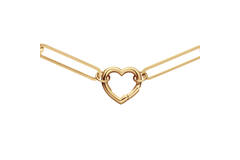  Colliers avec pierre - Cœur - Maillon fantaisie - 14k Or - 45cm