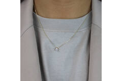  Necklaces with stone - Solitaire - Anchor - 14k Gold - 45cm
