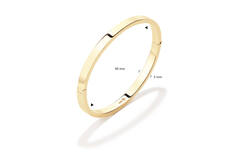  Bracelets - Golden Armour Bangles - Charnière - Carré - 5mm - Ø 60mm