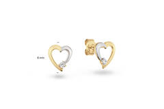  Boucles d'oreilles à puces - Cœur Zircone - 