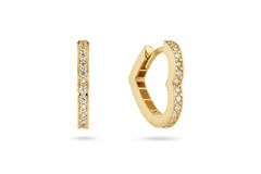  Earrings with folding clasp - Heart Zirconia - - Ø 15mm