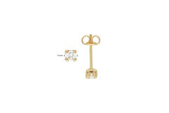  Ear studs - Square Zirconia - - Ø 4mm