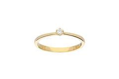 Ring Solitair Diamant - 585 Geel - 1,1gr - 1-0.05ct G-SI