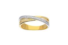 Ring Fantasie Diamant - 585 Geel/Wit - 3,4gr - 25-0.12ct G-SI