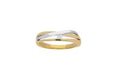 Ring Fantasie Diamant - 585 Geel/Wit - 2,8gr - 1-0.04ct G-SI