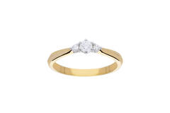 Ring Fantasie Diamant - 585 Geel/Wit - 2,2gr - 3-0.19ct G-SI
