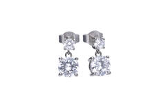  Boucles d'oreilles pendantes - Argent - Zircone