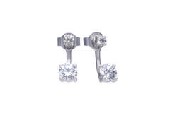  Boucles d'oreilles à puces - Argent - Zircone