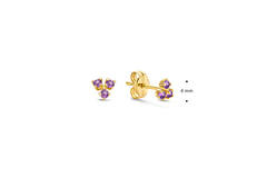 Triangle Amethyst Studs - 3.7mm - 585