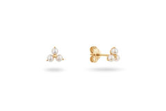 Robben Island Triangle Pearl Studs - 4mm - 585