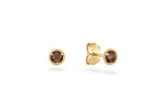 Mosaic Smoky Quartz Studs - 4mm - 585