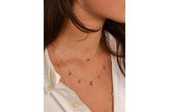 Medina Multi Gem Necklace - 42cm - Amethyst Citrine London bl Topaz Sky bl Topaz Peridot - 585