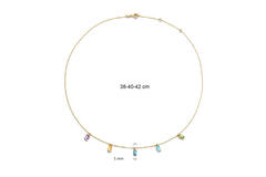 Medina Multi Gem Necklace - 42cm - Amethyst Citrine London bl Topaz Sky bl Topaz Peridot - 585
