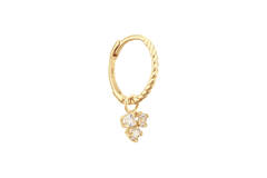 Triangle White Topaz Single Hoop - 15mm - 585