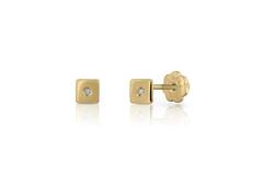 Oorknopjes Vierkant Diamant  - 750 - H -Si