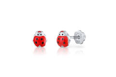 Oorknopjes Lieveheersbeestje - 925 - Rd - Schroefsluiting
