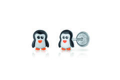 Oorknopjes Pinguin - 925 - Rd - Schroefsluiting