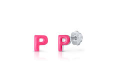 Oorknopjes Letter P - 925 - Rd - Schroefsluiting