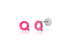 Oorknopjes Letter Q - 925 - Rd - Schroefsluiting