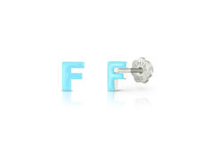 Oorknopjes Letter F - 925 - Rd - Schroefsluiting